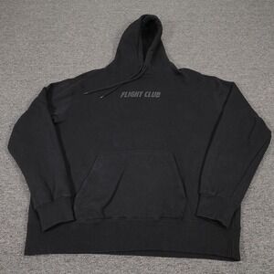 Flight Club Hoodie Mens XL Black Pullover Fleece Sweatshirt Logo Graphic Y2K